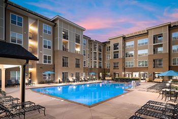 Picturesque Pool And Cabana Setting at Abberly Solaire Apartment Homes, Garner, NC, 27529